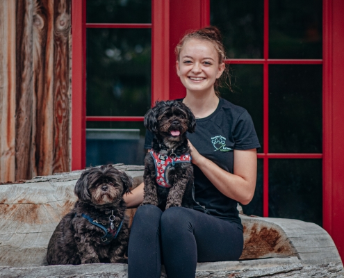 Animalière et petits chiens noirs